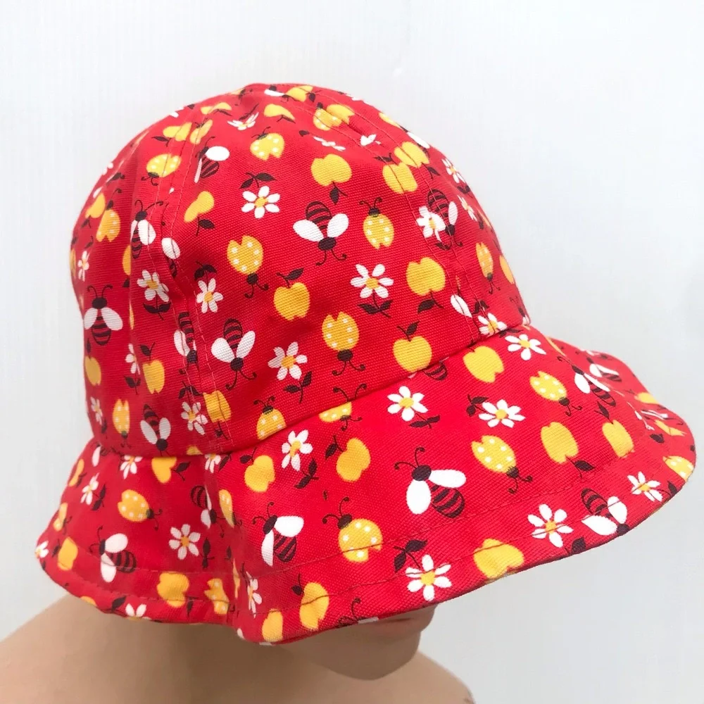 Vintage 60’s mod bumblebee daisy apples floppy novelty print bucket hat - Picture 4 of 8